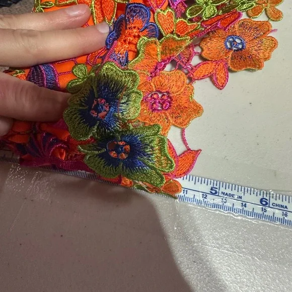 Akira Iris Orange Floral Embroidered Lace Shorts Size S Hot Pants Party Colorful - Picture 9 of 10